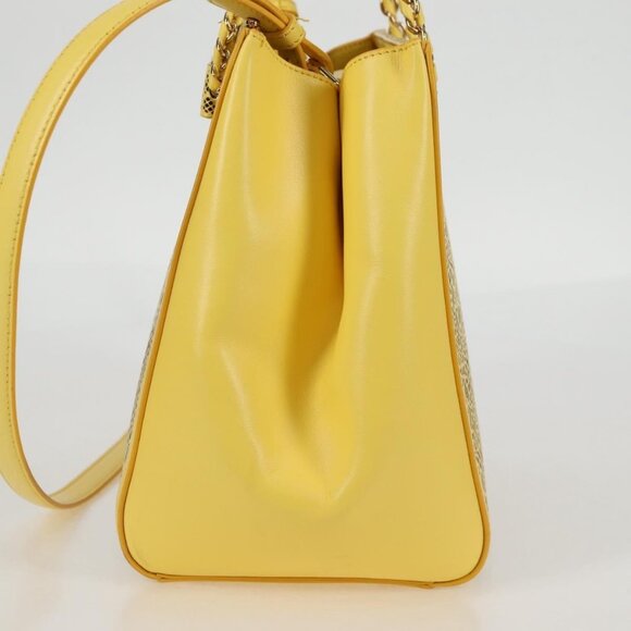 Salvatore Ferragamo Vala Chain Bag Leather 2way Yellow Gold Auth 132893V - Picture 4 of 16
